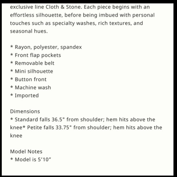 NWT Cloth & Stone Shirt Dress - Picture 6 of 8